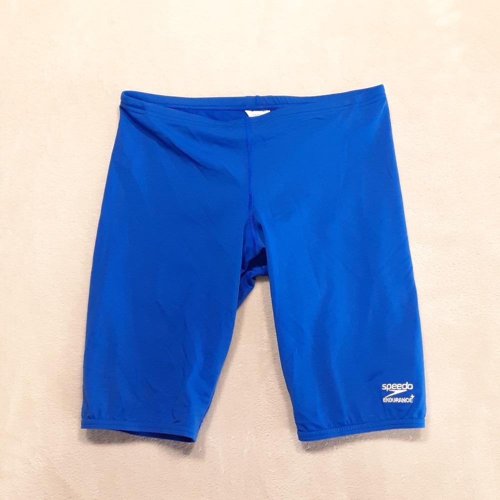 Speedo Mens Endurance Solid Jammer Short 32 Blue Chlorine Resistant 10" Inseam